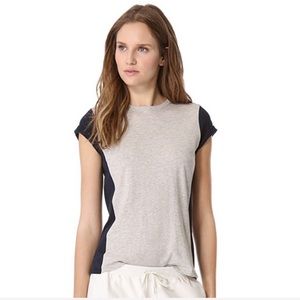 Vince Color Block Grey Black Cotton T Shirt